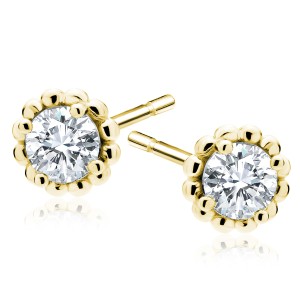 Cercei argint placati cu aur galben floare cu piatra DiAmanti Z1993EG_W-DIA (Argint 925‰ 1,6 g.)